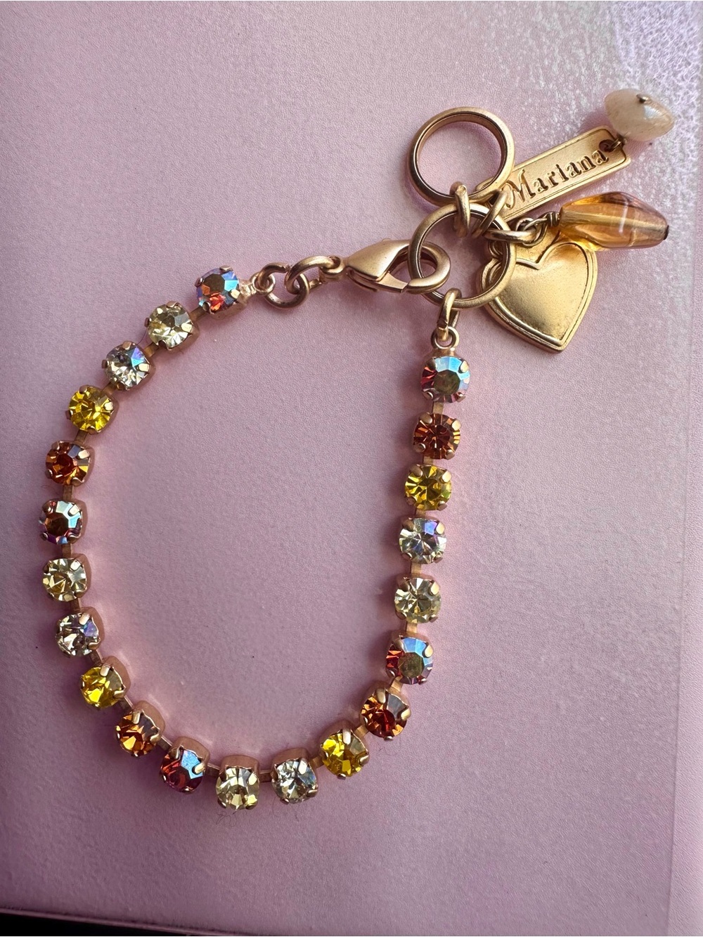 Mariana Gold Charm Swarovski Crystal Tennis Bracelet - Yellow Brick Road